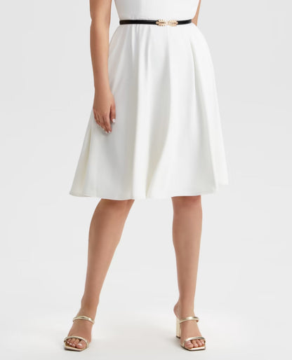 Belted A-Line Midi Dress