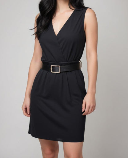 Belted A-Line Midi Dress